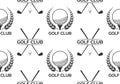 Golf seamless pattern or background with crossed golf clubs and ball on tee. Vector illustration Royalty Free Stock Photo